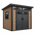 Abri de jardin 200 x 150 x 210 cm en résine brun noir avec double porte style moderne