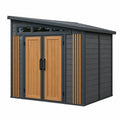 Abri de jardin 300 x 200 cm en métal anthracite et finition bois avec portes doubles