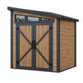 Abri de jardin 240 x 180 x 210 cm bois brun métal noir à double porte style grange