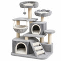 Arbre à chat 60 x 50 x 145 cm en peluche gris avec griffoirs et niches