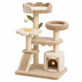 Arbre à chat 60 x 50 x 120 cm en sisal et peluche beige avec griffoirs et niches