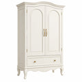 Armoire penderie 100 x 55 x 190 cm en panneaux de bois blanc style classique avec tiroir