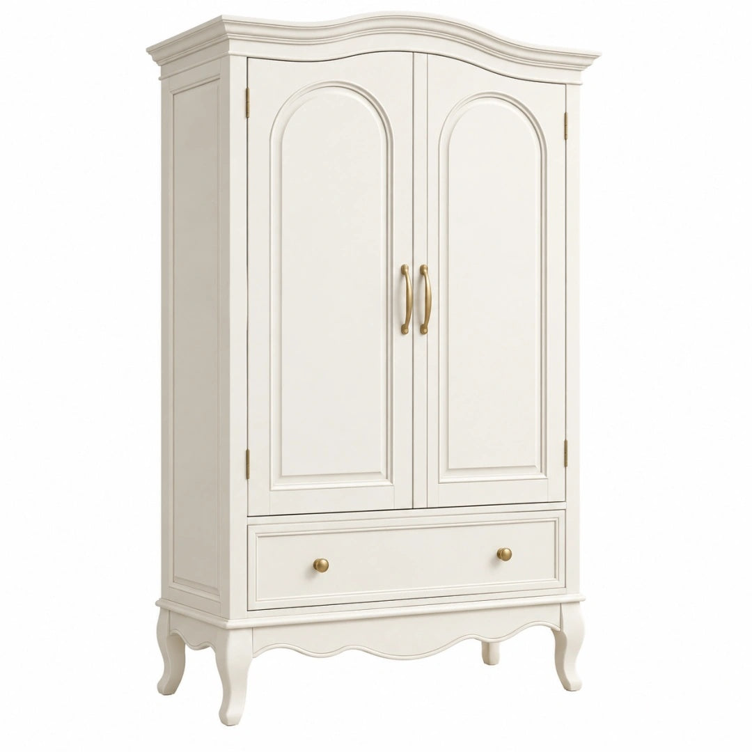 Armoire penderie 100 x 55 x 190 cm en panneaux de bois blanc style classique avec tiroir