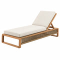 Bain de soleil 200 x 70 x 85 cm en bois et corde beige avec dossier réglable