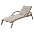 Chaise longue de jardin 195 x 65 x 95 cm en métal et textile gris avec accoudoirs en bois dossier réglable