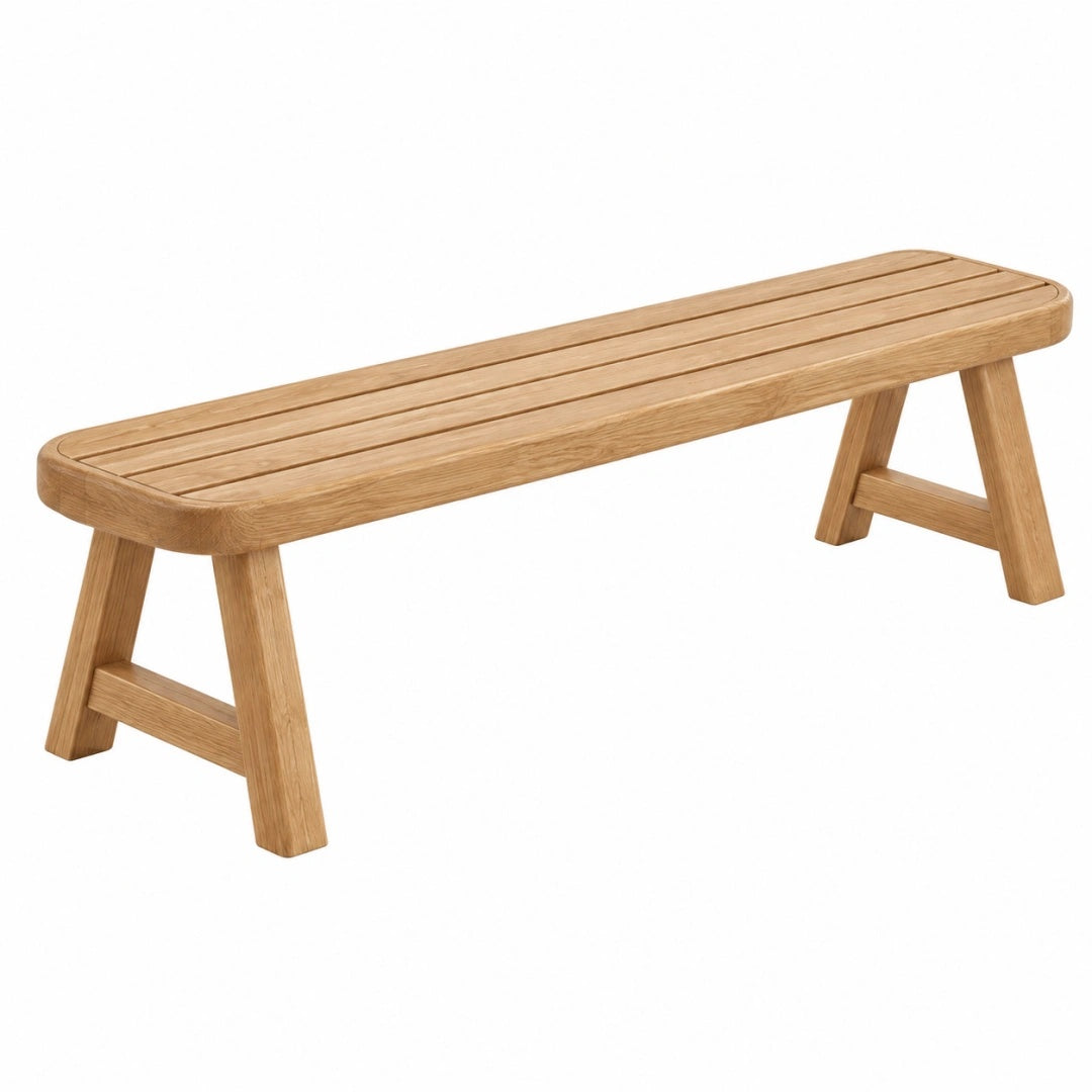Banc de jardin 150 cm en bois naturel à lattes style contemporain