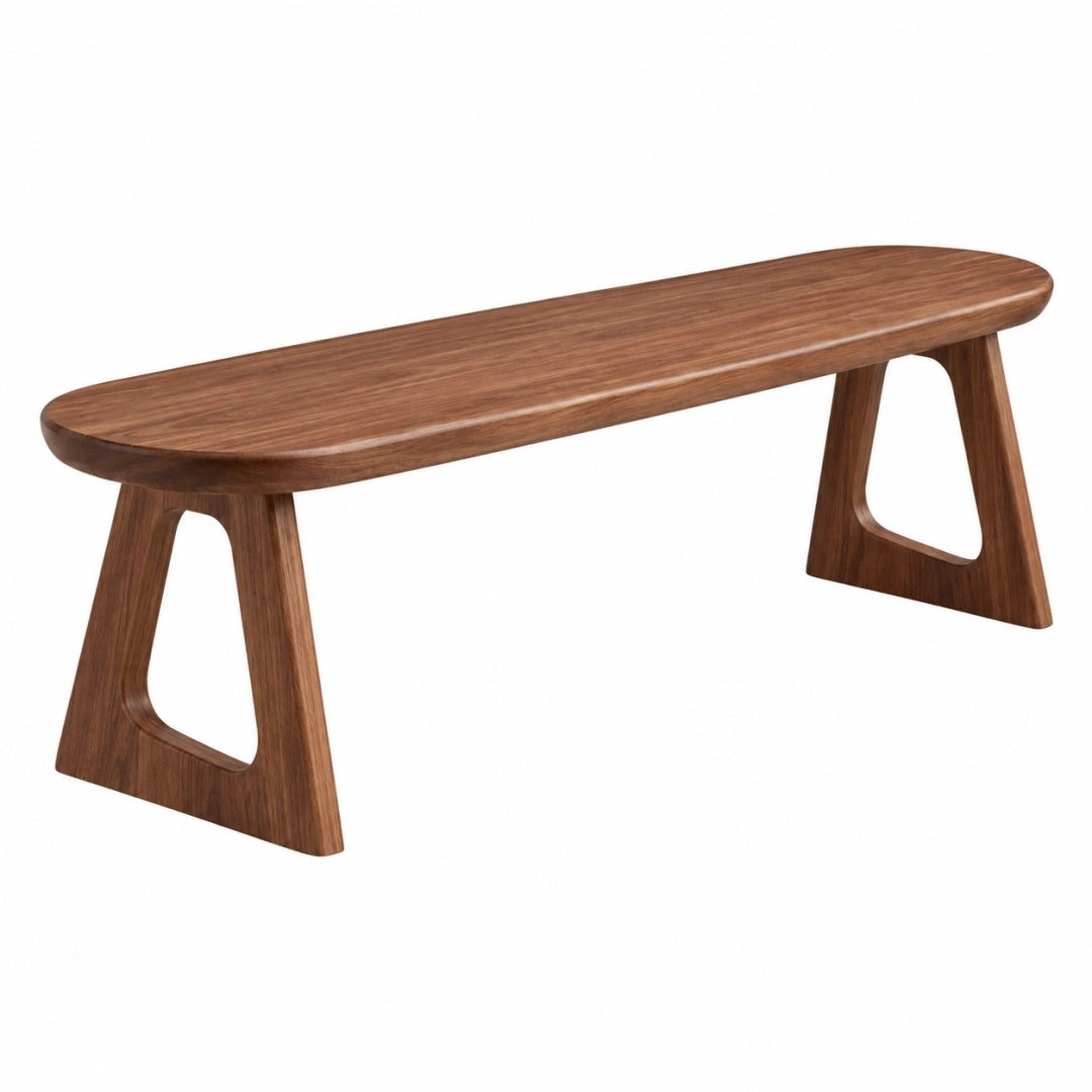 Banc 140 x 35 x 45 cm en bois marron noyer style contemporain pour salle à manger