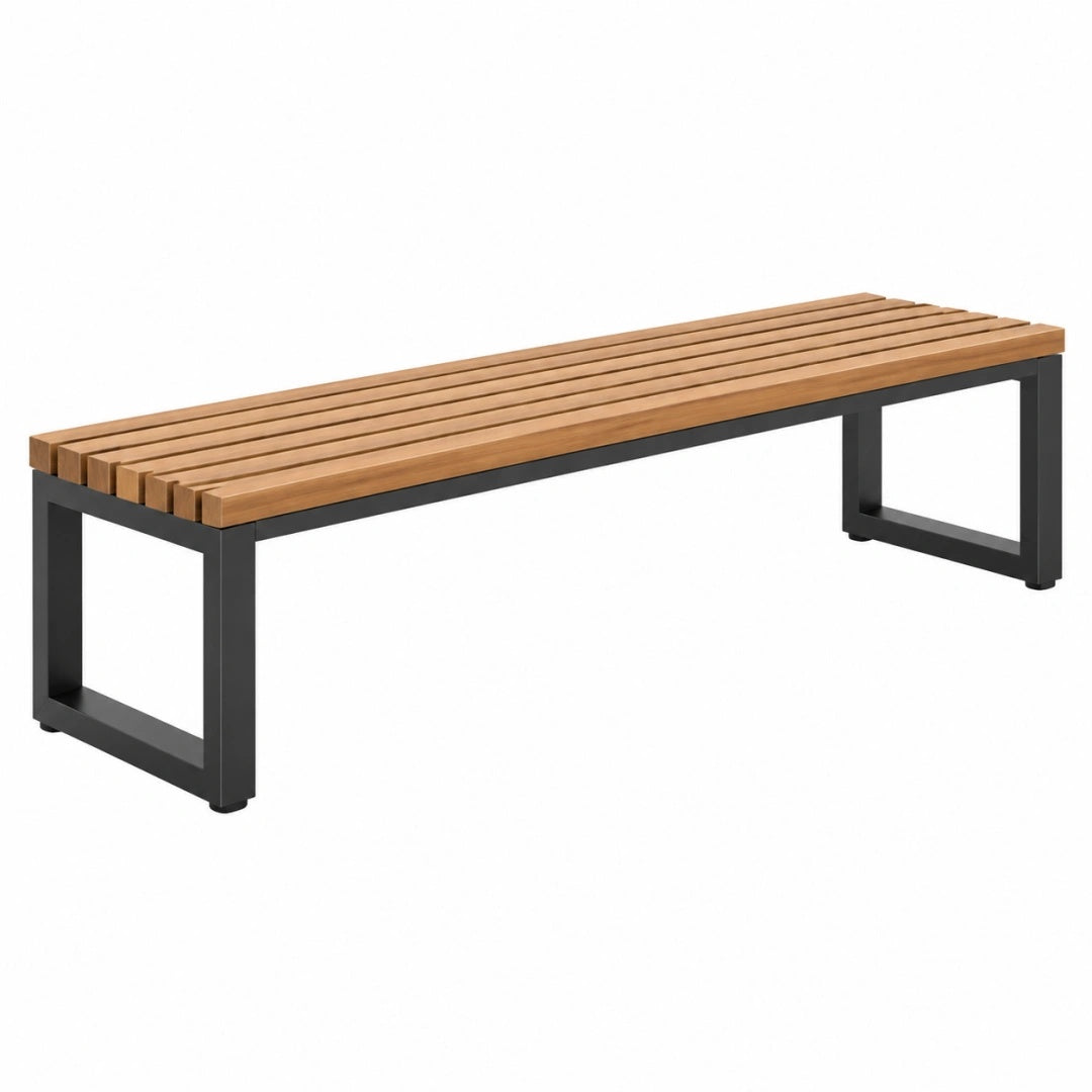 Banc de jardin 180 x 40 x 45 cm en bois et métal marron noir style industriel