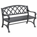 Banc de jardin 125 cm en métal noir à dossier ajouré